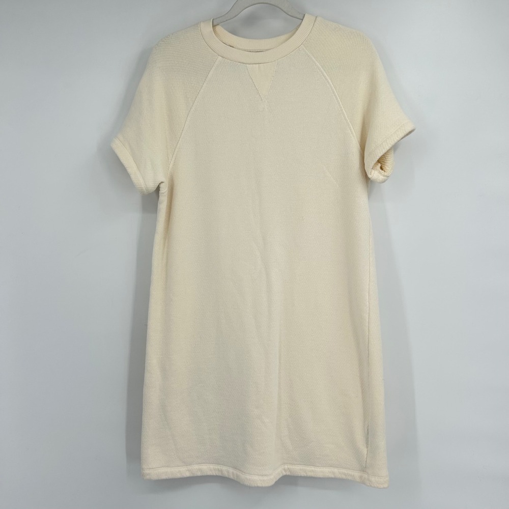 Madewell MWL AiryTerry Sweatshirt Tee Dress Antique Cream Short Sleeve Small